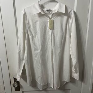 Christopher & Banks White Button Down Shirt Collar 3/4 Sleeve